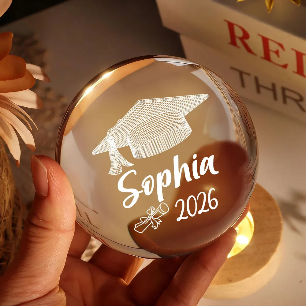 Personalized Graduation Crystal Ball Lamp for Graduates - Class of 2026 Gift Lamp MagicInPrints