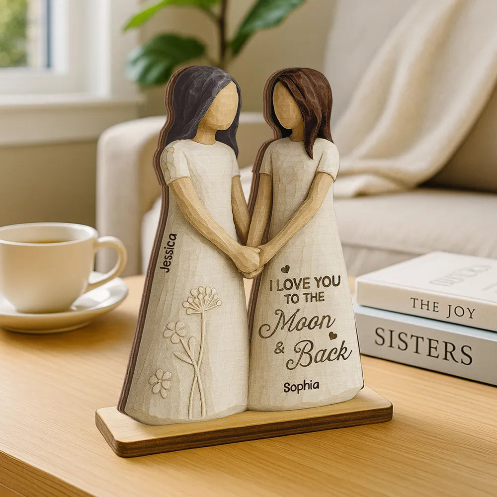 Personalized Mother and Daughter Wooden Sculpture - Sentimental Gift for Family Bonding Plaque MagicInPrints