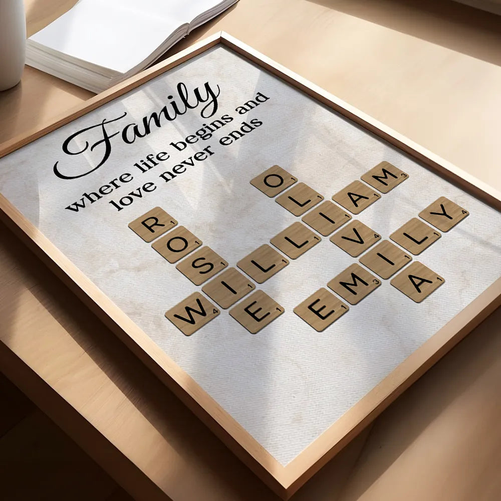 Personalized Family Name Crossword Wall Art for Home Decor - Sentimental Gift Poster or Canvas MagicInPrints