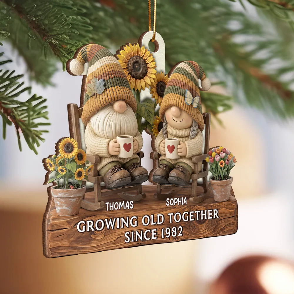 Personalized Gnome Couple Ornament for Seniors - Anniversary Gift Ornament MagicInPrints