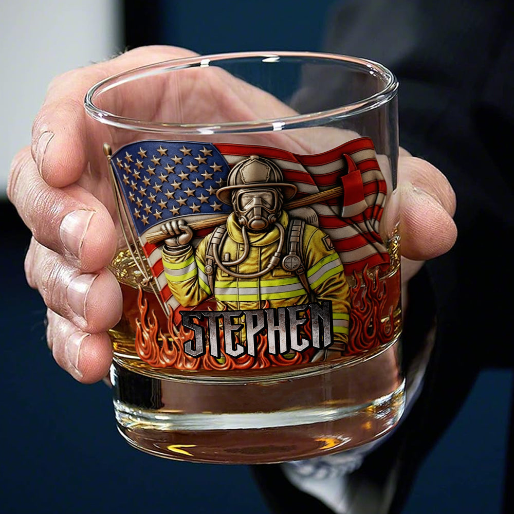 Blaze of Honor Whiskey Glass - Personalized Gift for Firefighters Whiskey Glass MagicInPrints