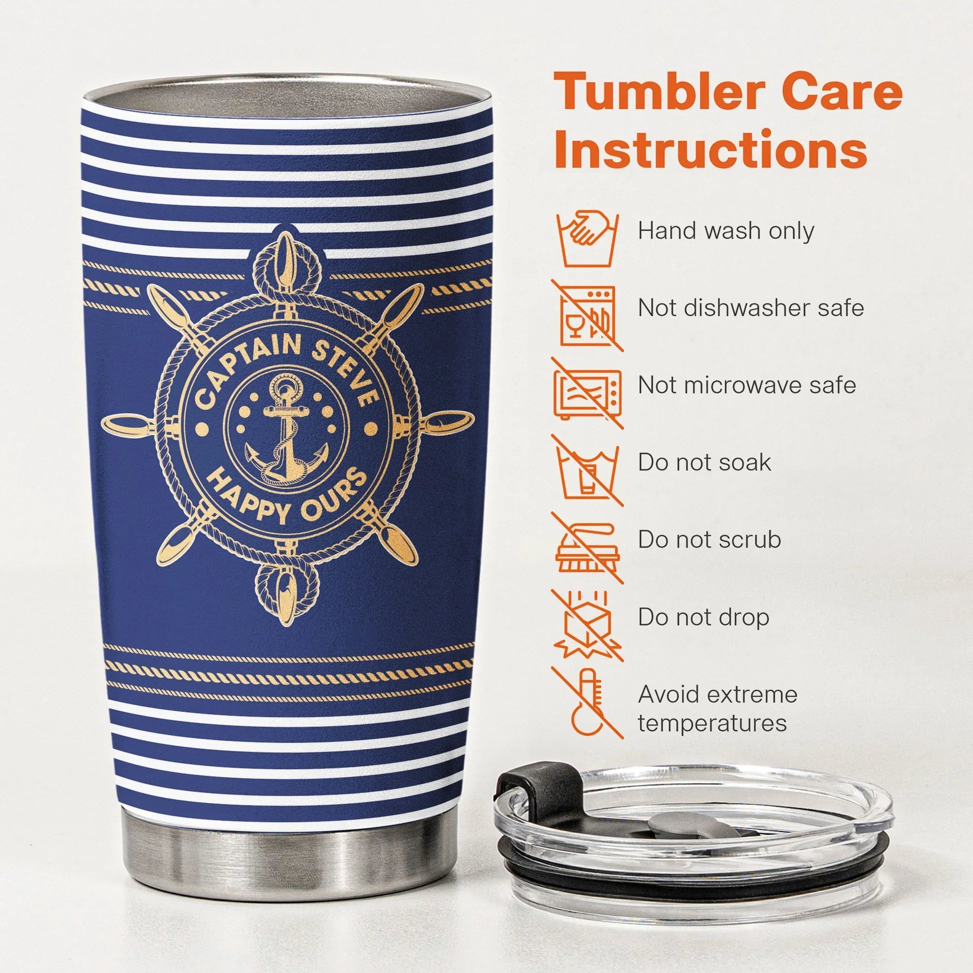 Personalized Nautical Tumbler for Boating Enthusiasts - Custom Captain Gift Cup MagicInPrints