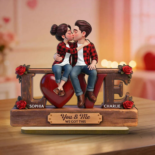 Personalized Couple Figurine Love Sculpture for Romantic Gift - Anniversary or Valentine's Day Plaque MagicInPrints