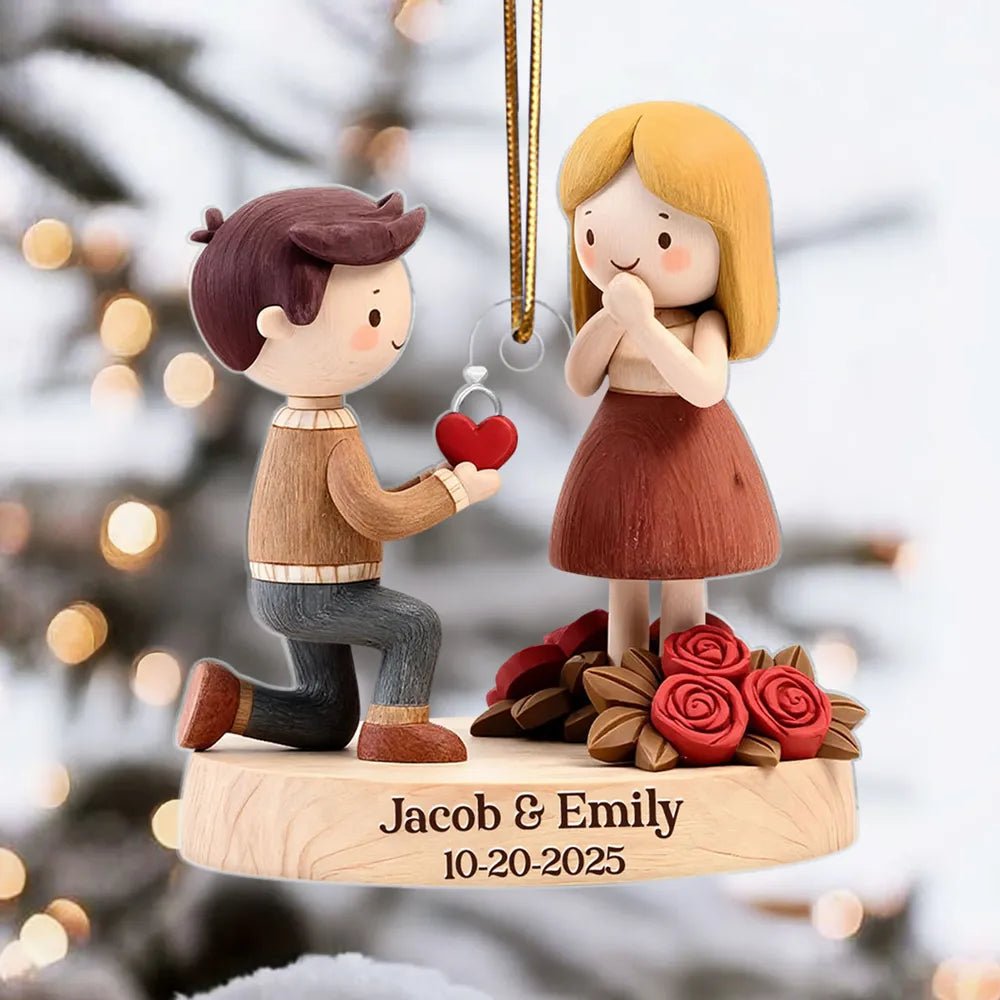 Personalized Engagement Ornament for Couples - Romantic Proposal Keepsake Ornament MagicInPrints