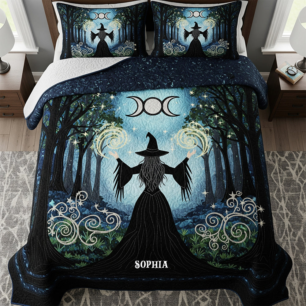 “Unleash Your Inner Magic” - Mystic Witchcraft Quilt Bed Set - Personalized Gift for Wicca Lovers and Occult Enthusiasts Blanket MagicInPrints
