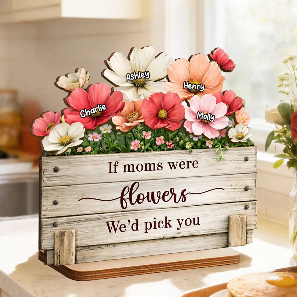 Personalized Wooden Flower Display for Moms - Sentimental Gift Plaque MagicInPrints