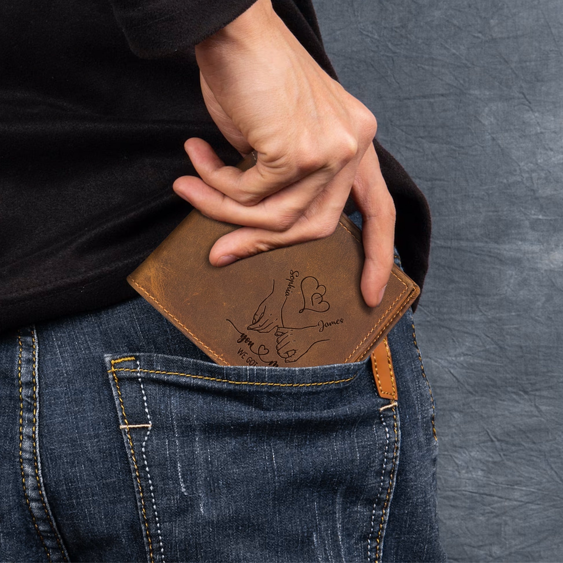 Personalized Leather Wallet for Couples with Engraved Message - Anniversary Gift Bag MagicInPrints