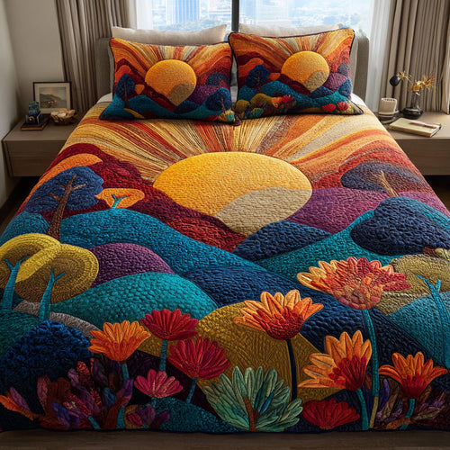 Brighten Their Days with the Summer Sun – Personalized 3-Piece Quilted Bedding Set – Gift for Homeowners Quilted Bedding Set V2 MagicInPrints