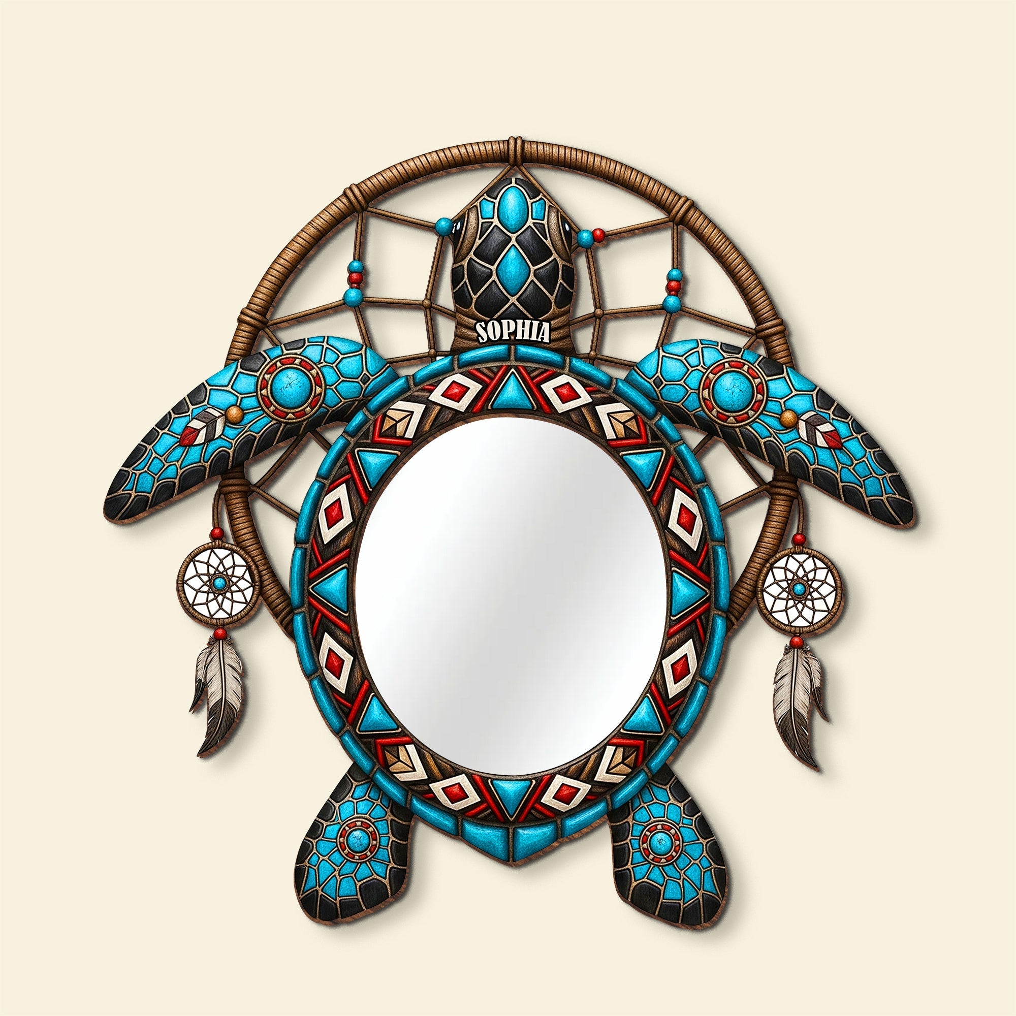 “Reflecting Beauty: Personalized Sea Turtle Mirror” - Custom Holiday Gift for Ocean Lovers Mirror MagicInPrints