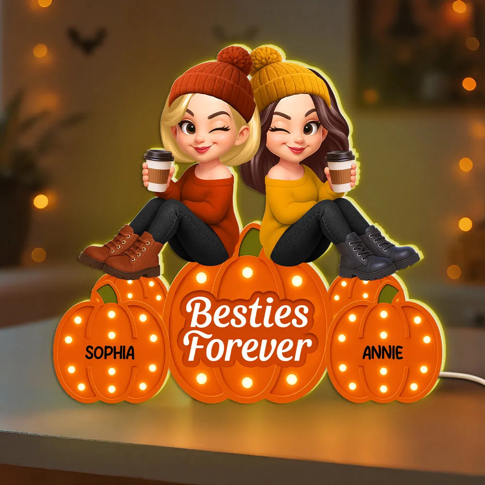 Personalized Best Friends LED Pumpkin Decor for Friends - Gift for Halloween Plaque MagicInPrints