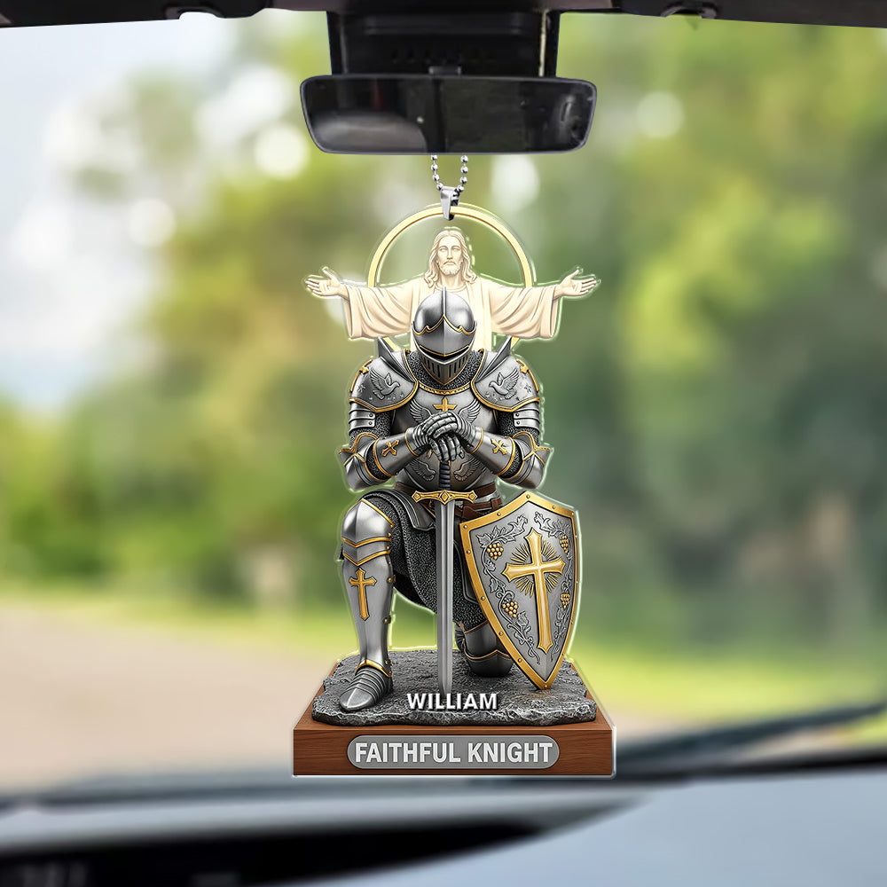 “Faithful Knight” – Personalized Car Ornament for Christian Believers Ornament MagicInPrints