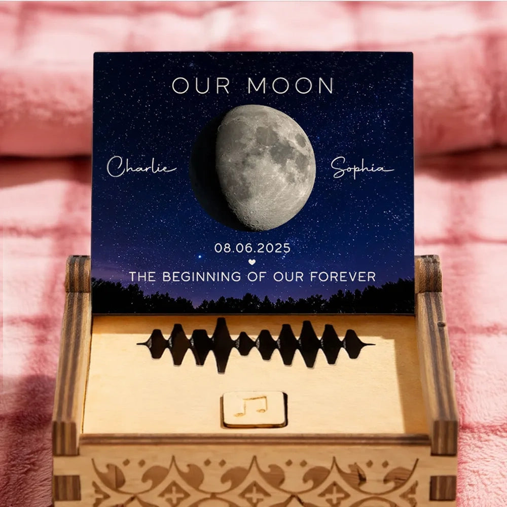 Personalized Moon Phase Music Box for Couples - Anniversary Gift Plaque MagicInPrints