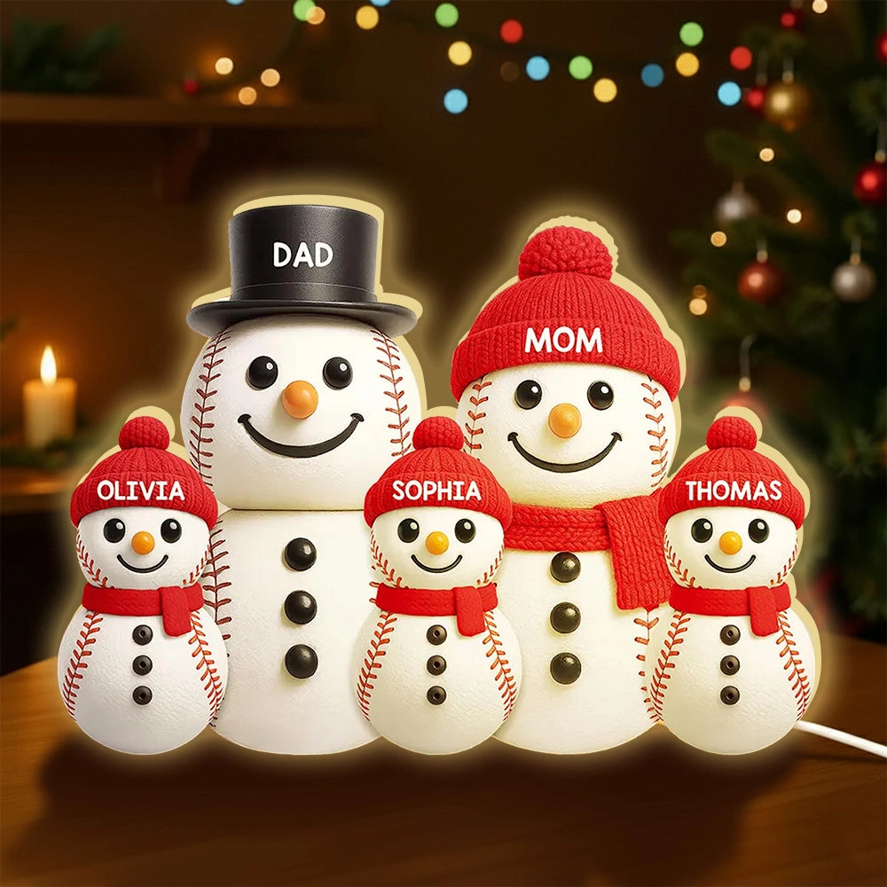 Personalized Snowman Family LED Light Decor for Christmas - Custom Names Plaque MagicInPrints