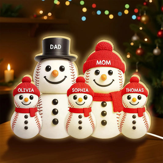 Personalized Snowman Family LED Light Decor for Christmas - Custom Names Plaque MagicInPrints