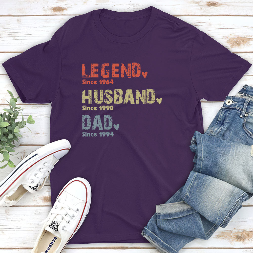Personalized Men's T-Shirt for Dads - Legend, Husband, Dad, Papa Design Cloth MagicInPrints