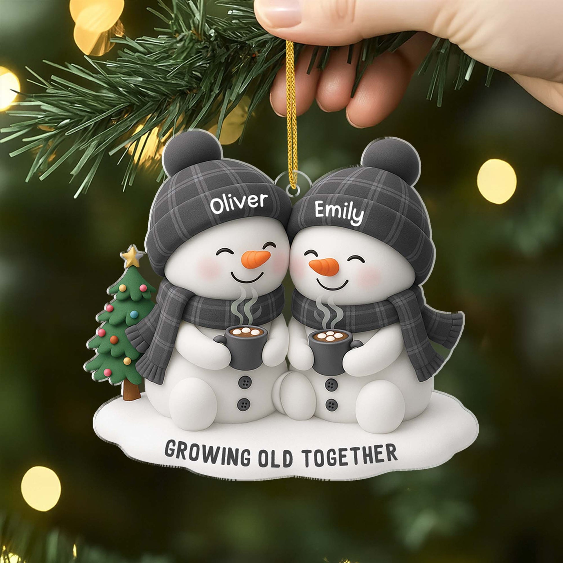 Personalized Snowman Couple Christmas Ornament - Romantic Holiday Gift Ornament MagicInPrints