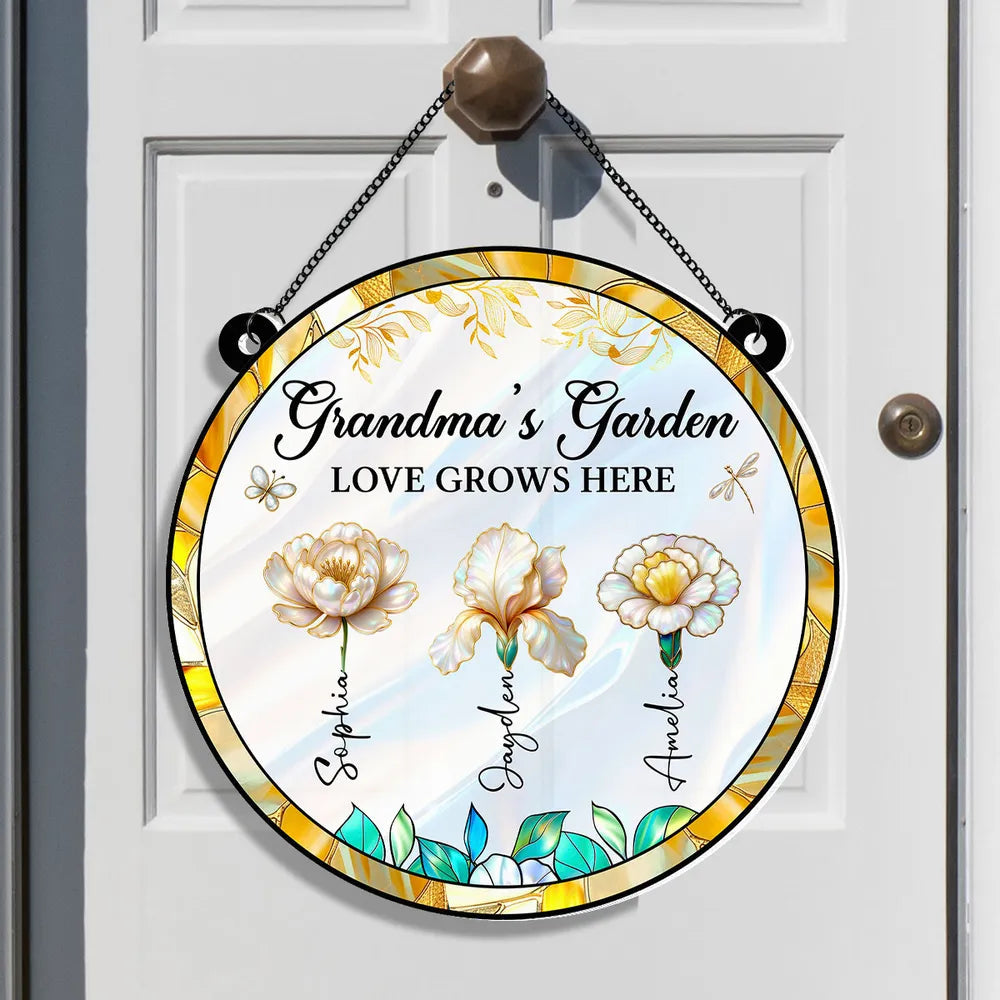 Personalized Garden Sign for Grandma - Floral Design with Names - Perfect for Mother's Day Ornament MagicInPrints