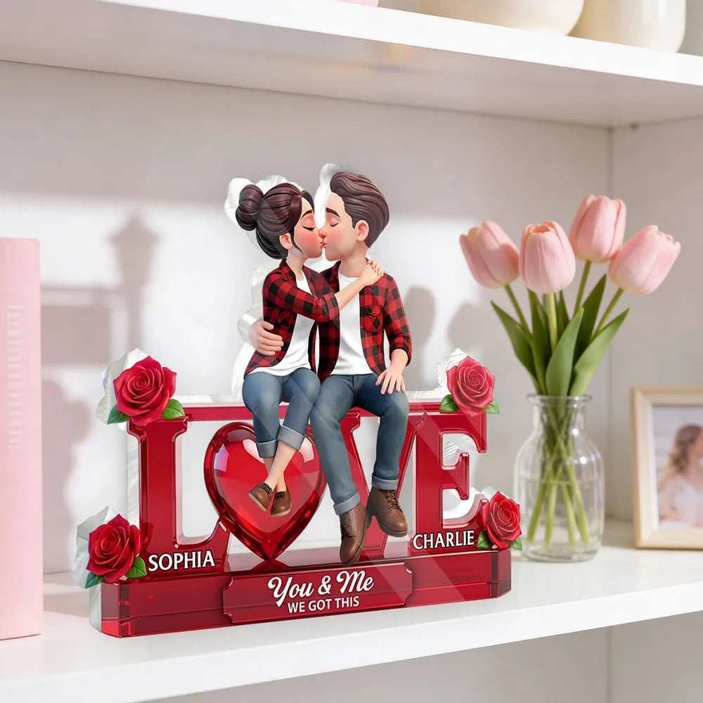 Personalized Couple Figurine Romantic Decor Gift - Anniversary or Valentine's Day Plaque MagicInPrints
