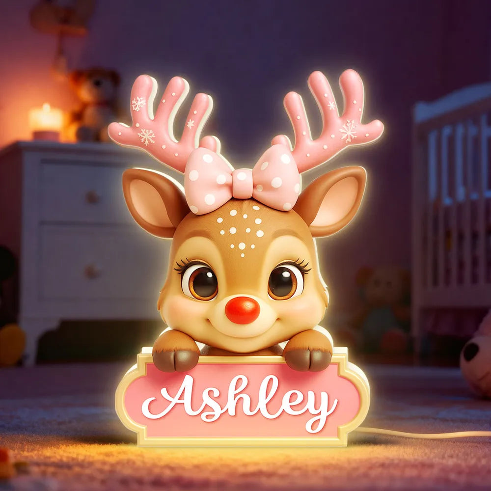 Personalized Reindeer Name Plaque for Kids - Christmas Decor Gift Plaque MagicInPrints