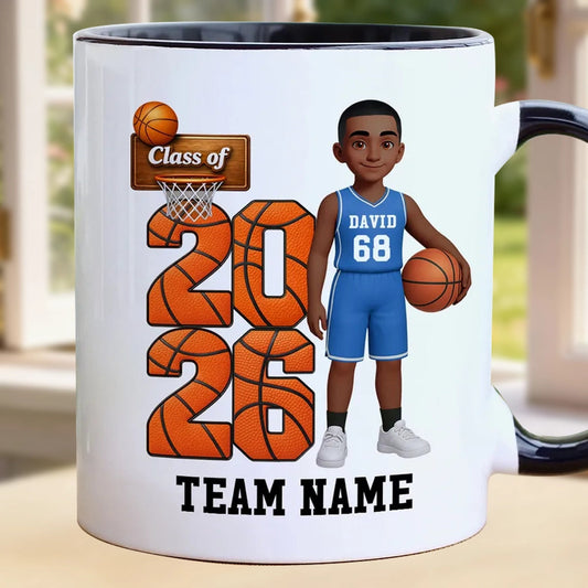Custom Basketball Graduation Mug for Class of 2026 - Personalized Gift Cup MagicInPrints