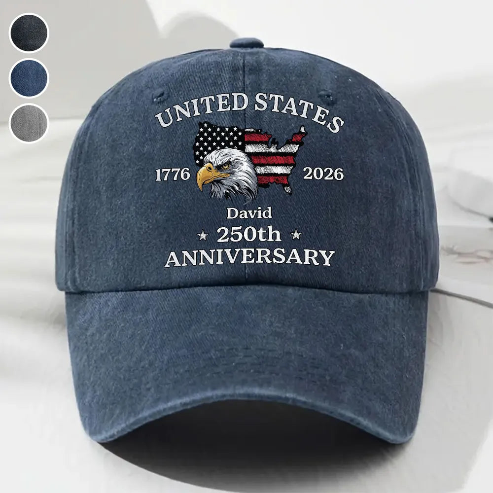 Custom Embroidered USA 250th Anniversary Hat - Patriotic Gift Hat MagicInPrints