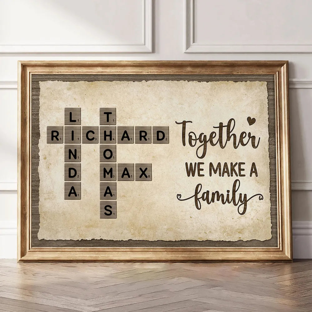 Personalized Family Crossword Wall Art for Home Decor - Sentimental Gift Poster or Canvas MagicInPrints