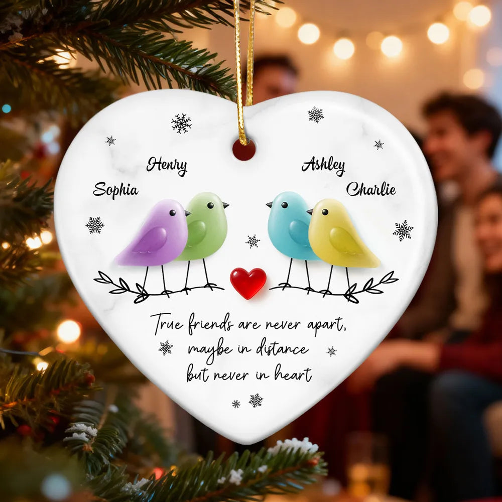 Personalized Heart-Shaped Ornament for Friends with Birds Design - Friendship Keepsake Ornament MagicInPrints
