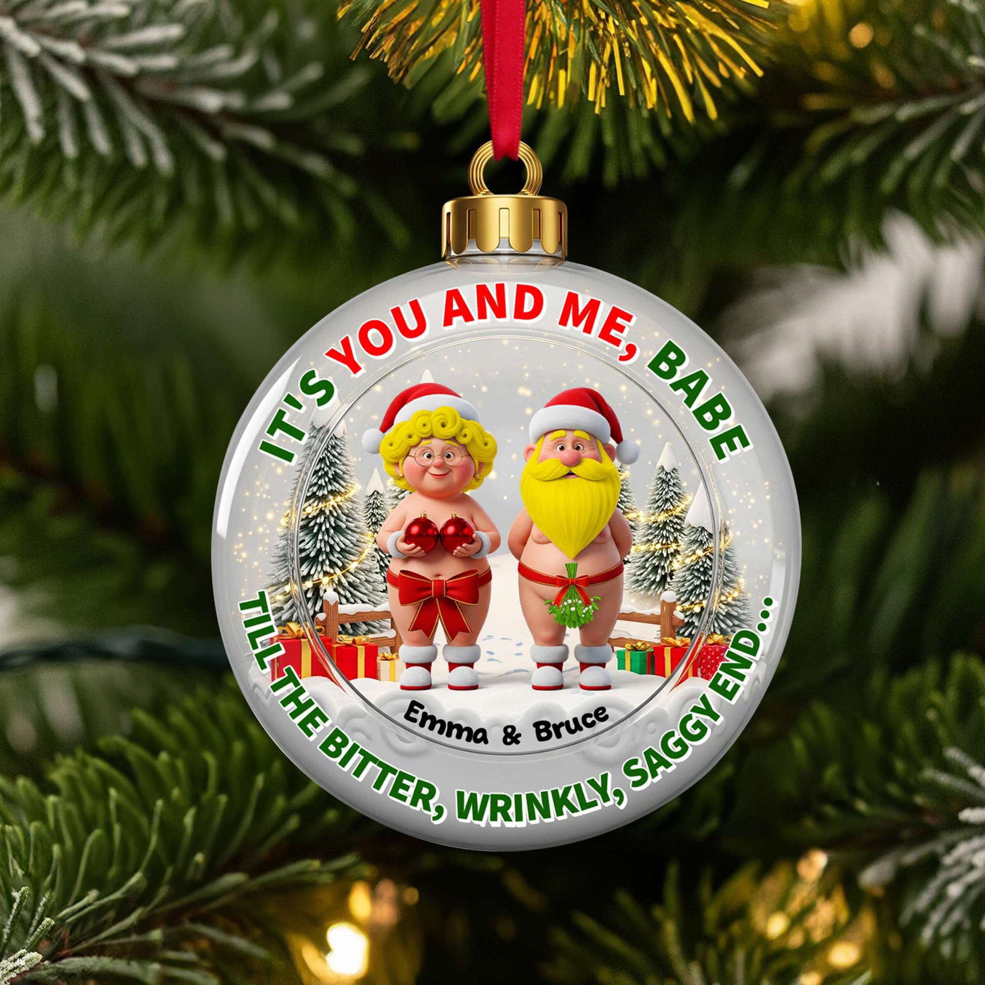 It's You and Me, Babe - Personalized Grumpy Couple Christmas Ornament Ornament MagicInPrints