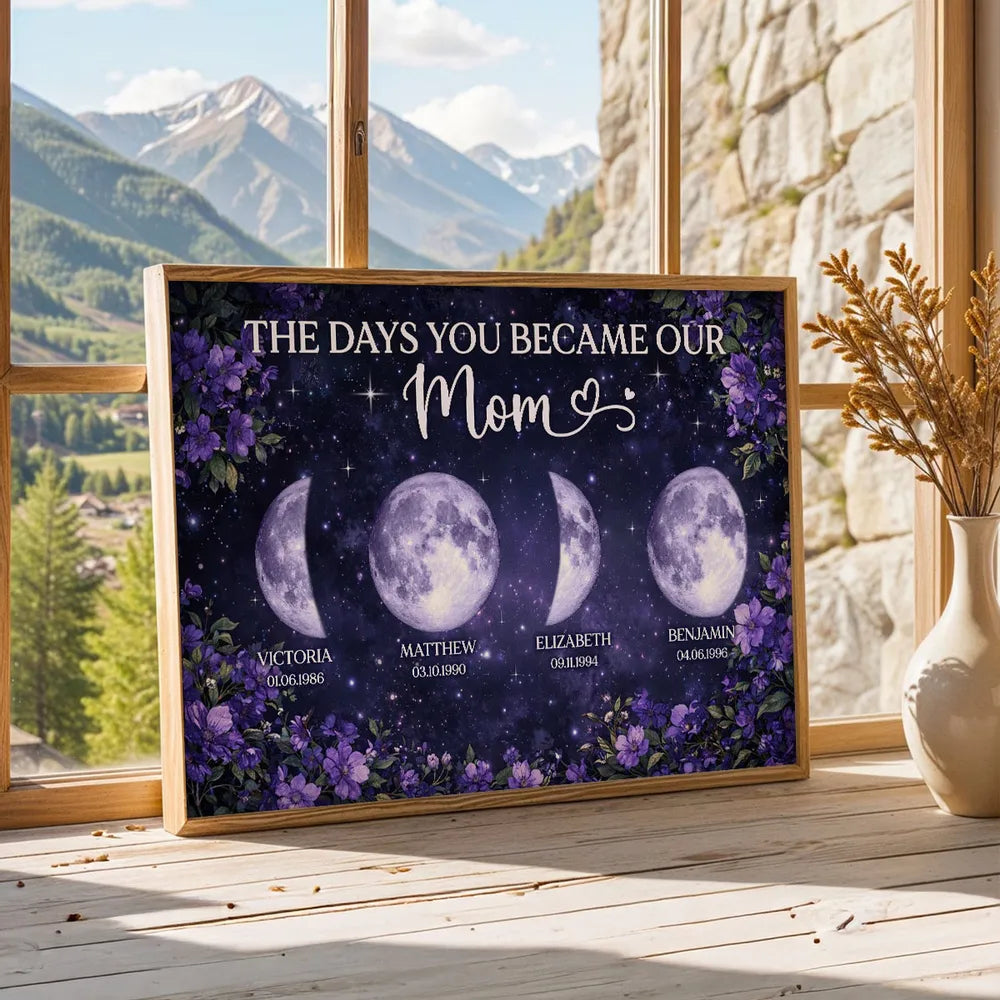 Personalized Moon Phase Family Print for Mom - Sentimental Gift Poster or Canvas MagicInPrints