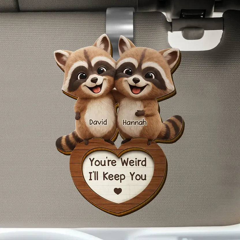 Personalized Raccoon Car Hanging Ornament for Couples - Funny Love Gift Car Hanger MagicInPrints