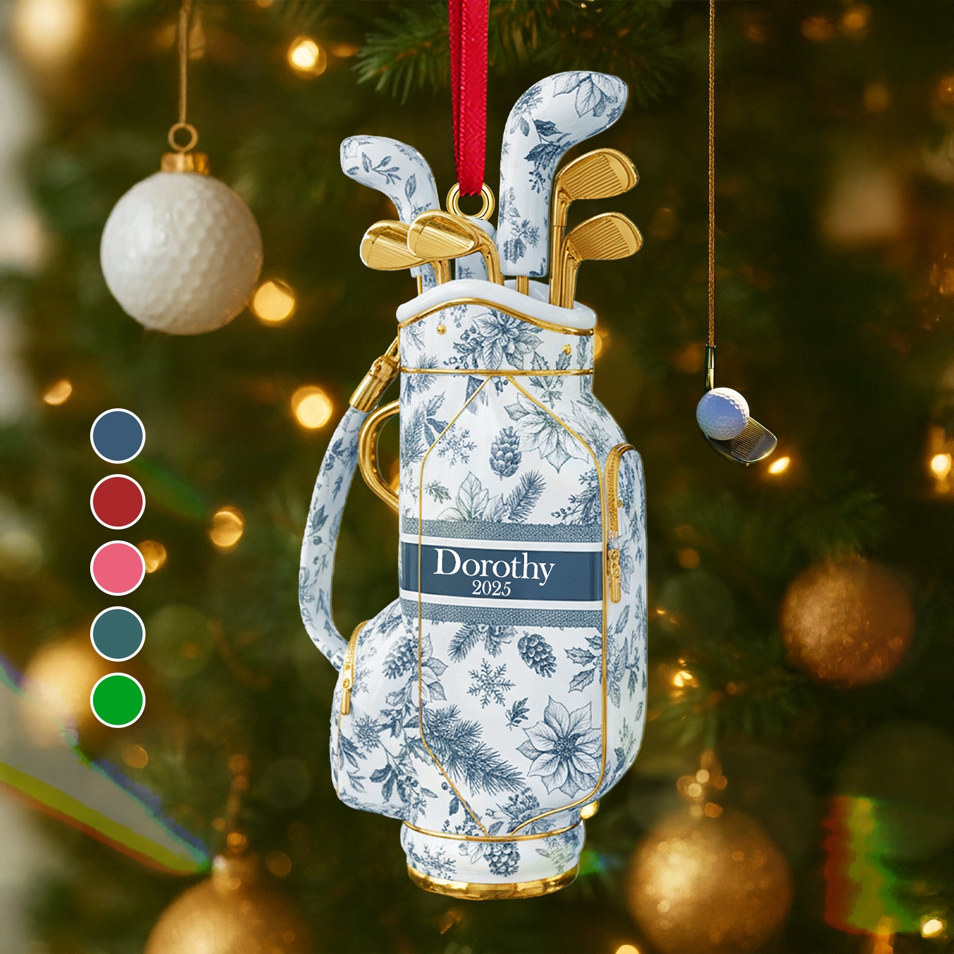 Golf Bag Toile de Jouy Custom Shape Acrylic Ornament - Personalized Gift For Golf Lover Ornament Ornament MagicInPrints