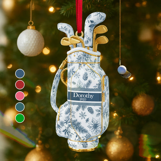 Golf Bag Toile de Jouy Custom Shape Acrylic Ornament - Personalized Gift For Golf Lover Ornament Ornament MagicInPrints