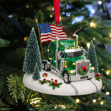 Load image into Gallery viewer, Christmas Joy with Custom Semi Truck Ornament - Personalized Gift for Truck Drivers Ornament MagicInPrints
