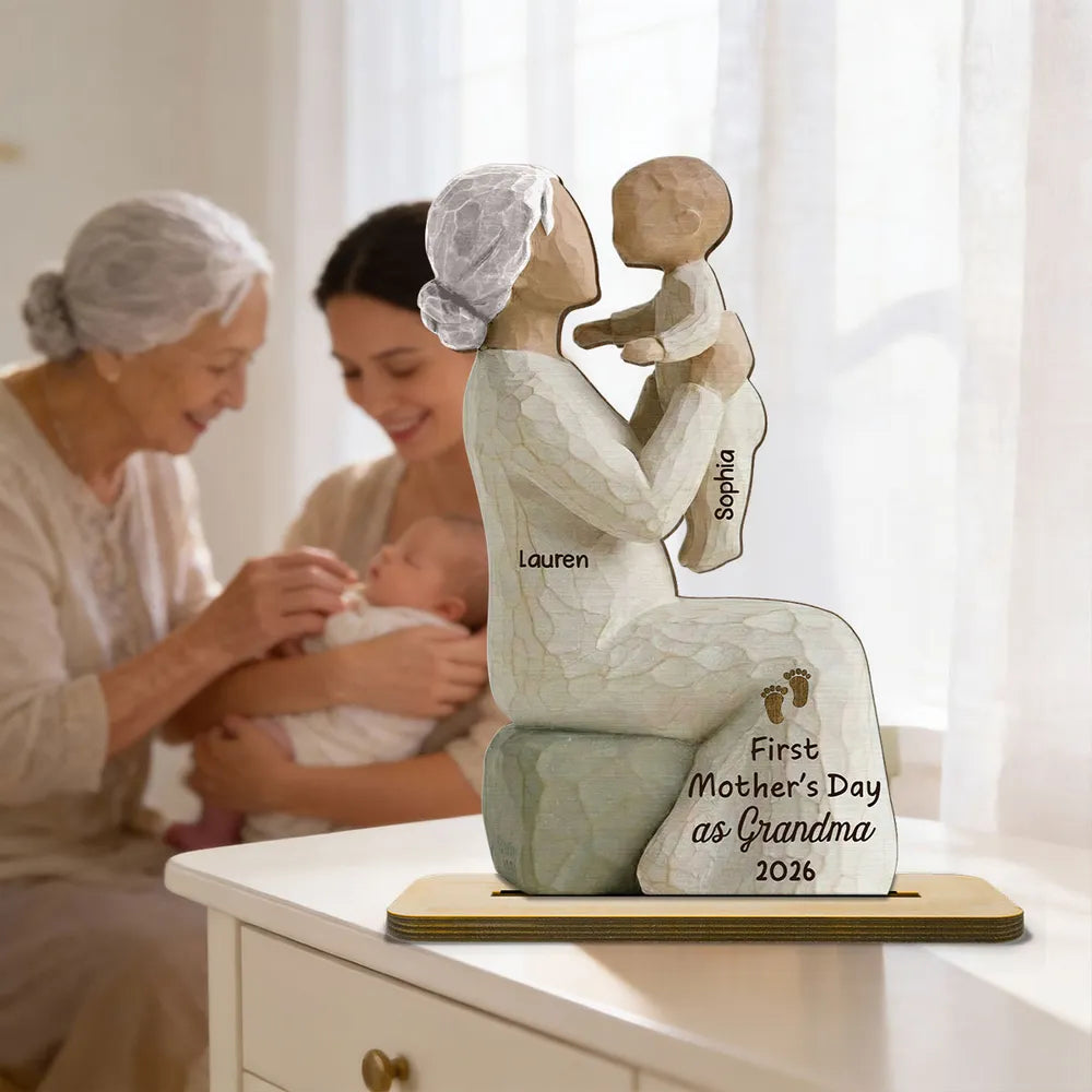 Personalized Wooden Sculpture for Grandma - First Mother's Day Gift 2026 Plaque MagicInPrints