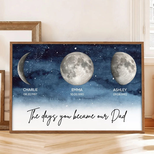 Personalized Moon Phase Art for Dad - Custom Date Gift Poster or Canvas MagicInPrints