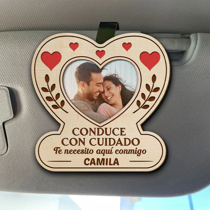 Personalized Car Sign for Couples with Heart Design - Romantic Gift Car Hanger MagicInPrints