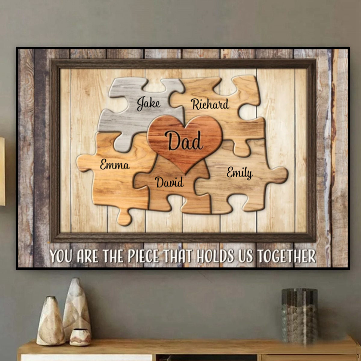 Personalized Family Puzzle Wall Art for Dad - Heartwarming Father's Day Gift Poster or Canvas MagicInPrints