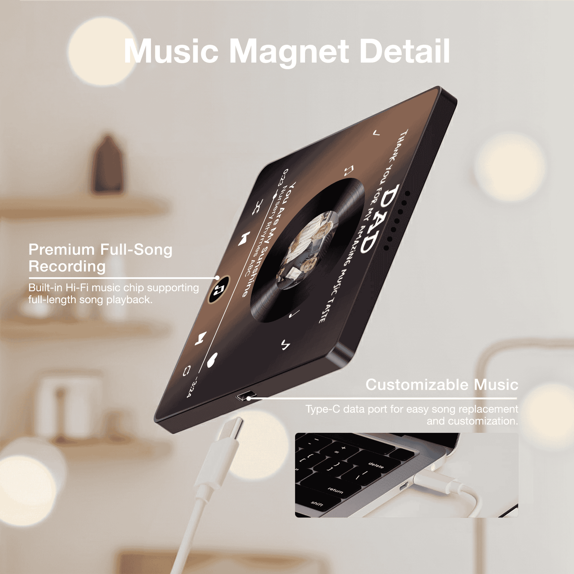 Personalized Music Plaque for Dad - Custom Vinyl Record Photo Gift - Father's Day Fridge Magnet MagicInPrints