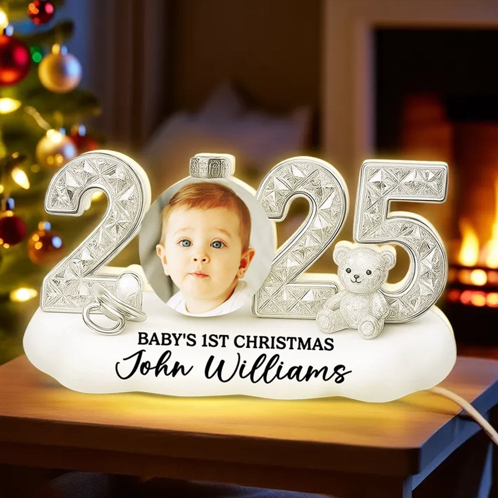 Personalized Baby's 1st Christmas Ornament 2025 - Custom Name Photo Gift Plaque MagicInPrints