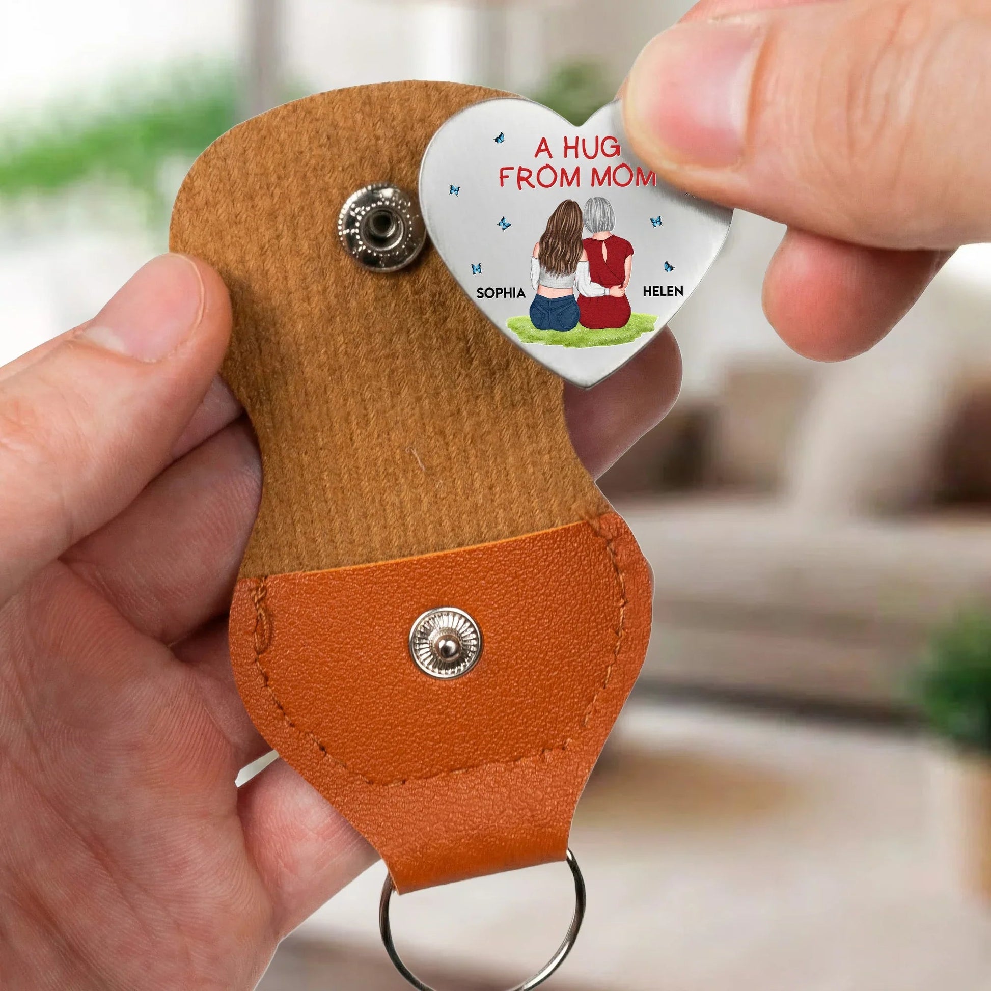 Personalized Keychain for Daughter - A Hug from Mom - Sentimental Gift Keychain MagicInPrints