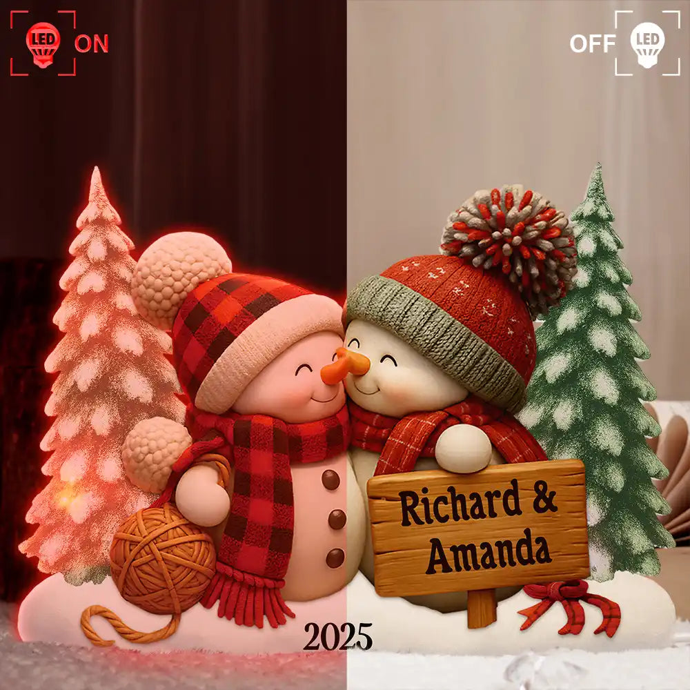Personalized Snowman Couple Ornament for Couples - Christmas Decoration Gift Plaque MagicInPrints