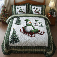 Load image into Gallery viewer, Cozy Winter Memories – Personalized 3-Piece Bedding Set – Gift for Family Quilted Bedding Set V2 MagicInPrints
