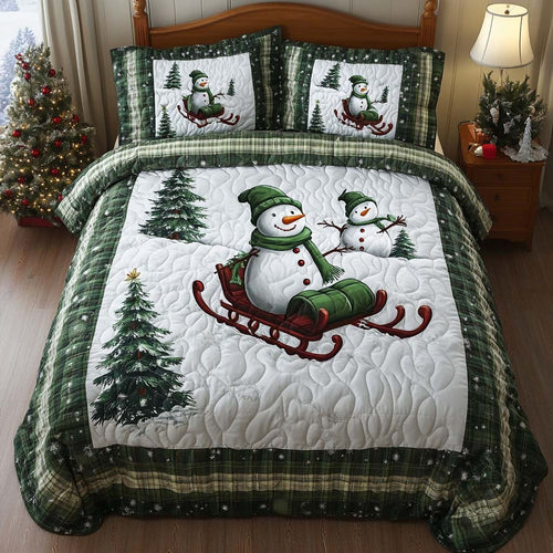 Cozy Winter Memories – Personalized 3-Piece Bedding Set – Gift for Family Quilted Bedding Set V2 MagicInPrints
