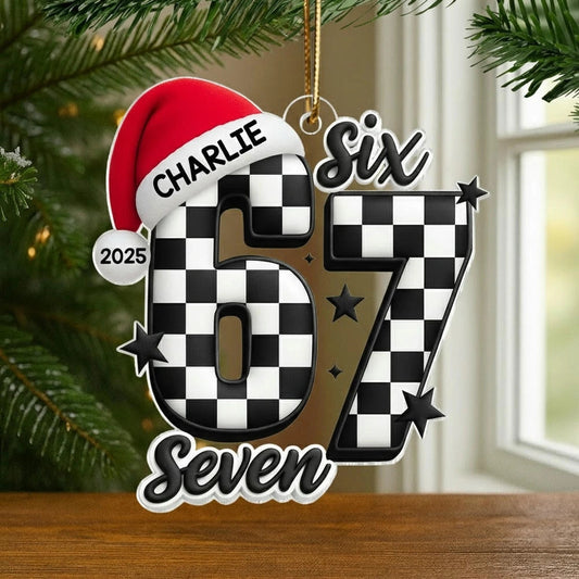 Custom Checkered Number Ornament for Christmas - Personalized Gift Decoration Ornament MagicInPrints