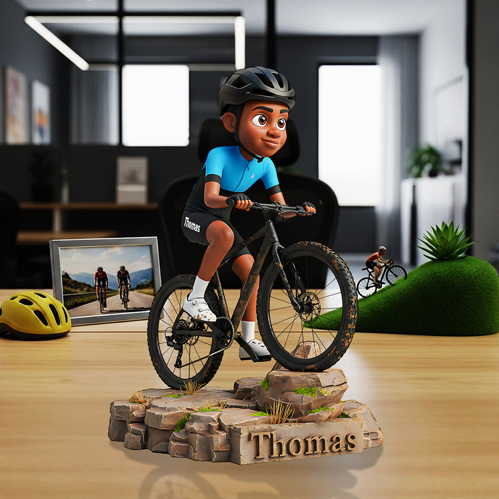 Embrace the Ride: Personalized Teenager Riding Bicycle Plaque - Custom Photo Gifts for Bicycle Lovers Shaped Plaques PopCulturePrints