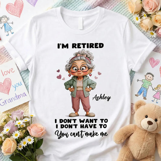 Personalized Retired Grandma T-Shirt for Women - Fun Retirement Gift Cloth MagicInPrints
