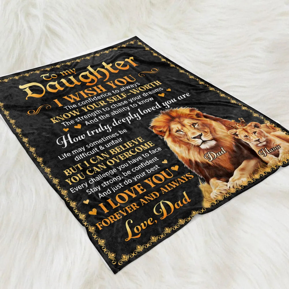 Personalized Lion Blanket for Daughter - Sentimental Gift from Dad Blanket MagicInPrints
