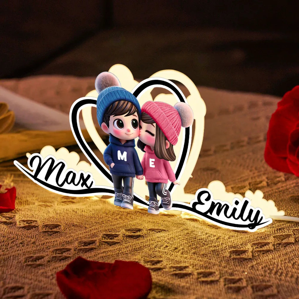 Personalized Couple Figurine LED Lamp for Romantic Home Decor - Perfect Valentine's Gift Plaque MagicInPrints
