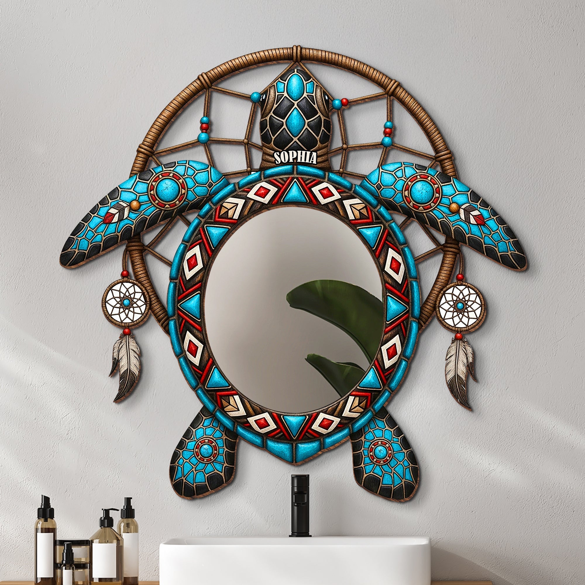 “Reflecting Beauty: Personalized Sea Turtle Mirror” - Custom Holiday Gift for Ocean Lovers Mirror MagicInPrints