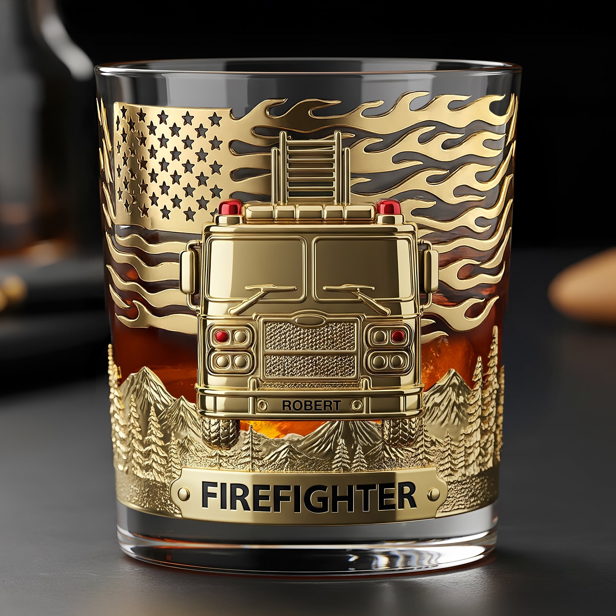 Honor the Brave: Personalized Firefighter Whiskey Glass - Perfect Gift for Retirees and Active Duty Heroes
